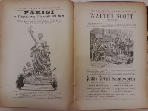 Dicembre 1889: la pubblicità di due libri pubblicati dalla casa editrice Fratelli Treves.
