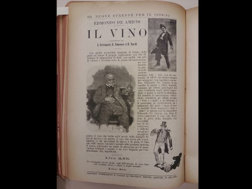 Dicembre 1890: la pubblicità di Il vino di Edmondo de Amicis, pubblicato dalla casa editrice Fratelli Treves.