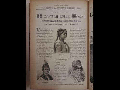 Ottobre 1896: la pubblicità di I costumi delle donne pubblicata da Francesco Vallardi Editore.