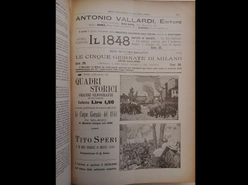 Marzo 1898: le pubblicità di alcuni titoli pubblicati da Antonio Vallardi Editore.