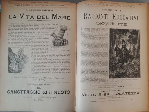 Dicembre 1898: le pubblicità di due libri pubblicati da Francesco Vallardi Editore.
