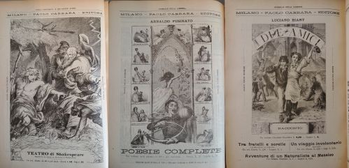 Giugno e luglio 1907: Le pubblicità di alcuni titoli pubblicati da Paolo Carrara editore, con saggio delle illustrazioni contenute nei volumi.