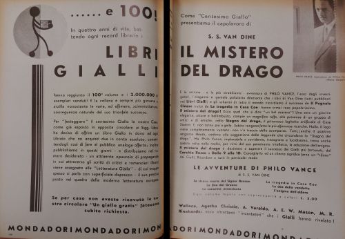 1934: Lanciati nel 1929, I libri gialli ebbero un successo clamoroso. A distanza di pochi anni, Mondadori festeggia la pubblicazione del centesimo titolo della collana.