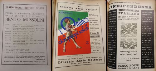 6: 1934-37: Una scelta di alcune pubblicità di pubblicazioni di questi anni che bene dimostrano l’impatto della propagando fascista sul catalogo della maggior parte delle case editrici italiane, anche quando pubblicavano libri per bambini e ragazzi.