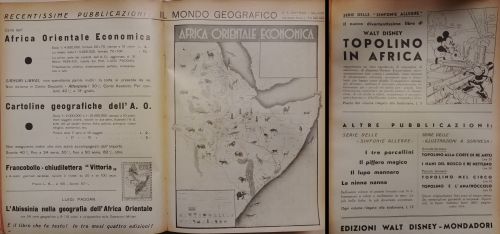 1935-36: Alcune pubblicazioni sul tema del colonialismo dell’Africa orientale, in alcuni casi si tratta di titoli d’attualità in altri di titoli smaccatamente propagandistici nei confronti della campagna di guerra intrapresa.
